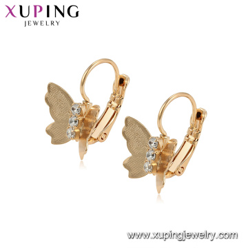 95493 xuping nueva llegada configuración de grado superior zircon cúbico fantasía 18 k aro de oro pendiente con encanto mariposa